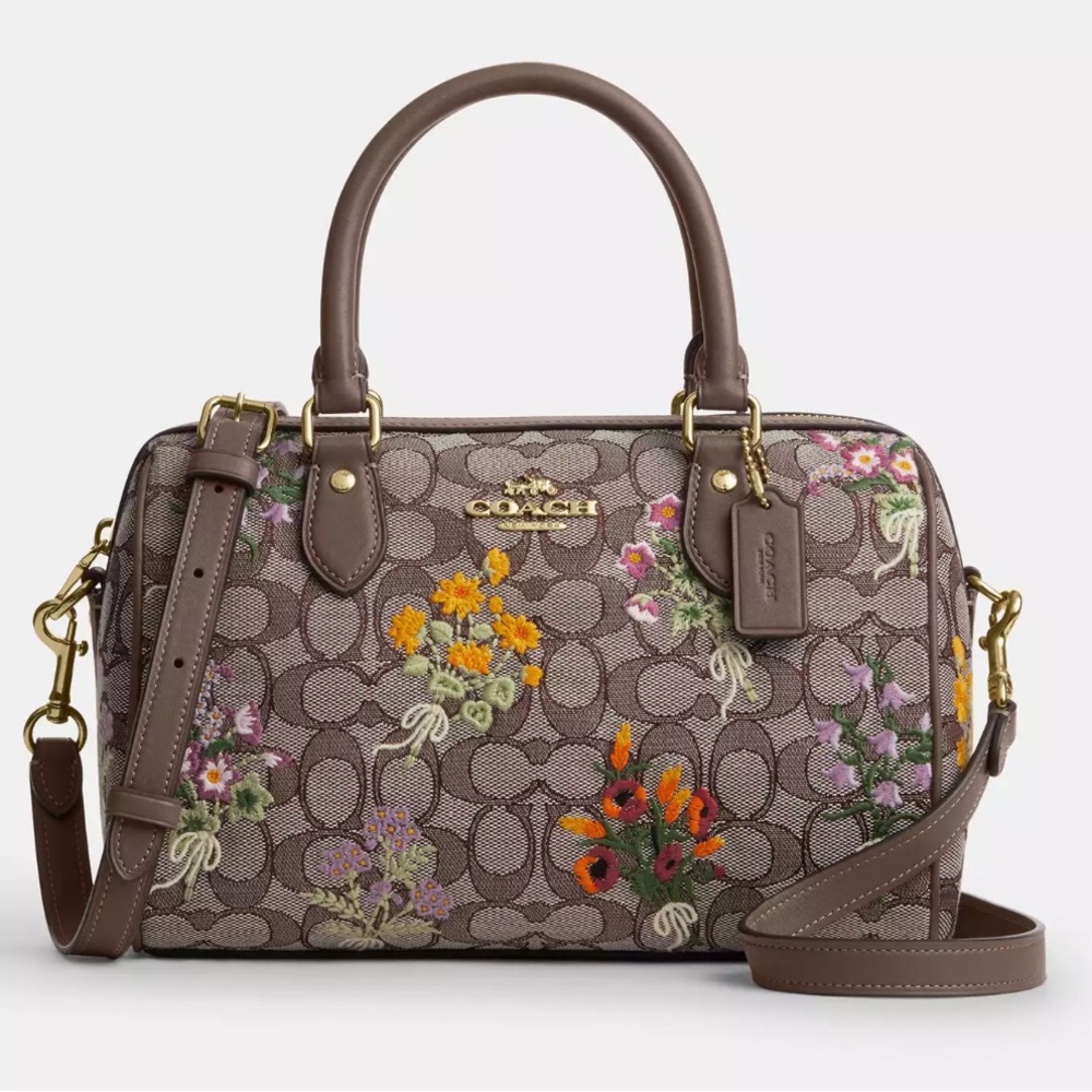 Rowan Satchel Bag
In Signature Jacquard With Floral Embroidery